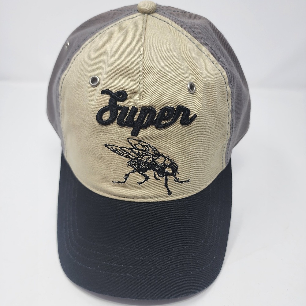HYP Super Fly Hat OSFM Graphic Baseball Cap Cotton Adjustable Gray Tan Black 90s